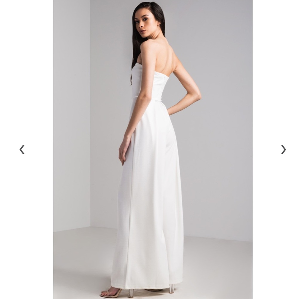 GENERATION FAME STRAPLESS JUMPSUIT, white, small